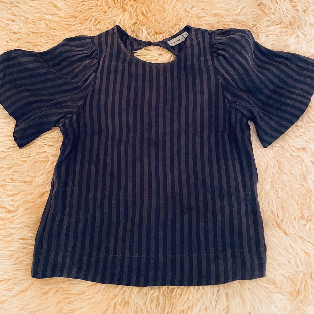 Odells Navy Blue pinstripe blouse size XS